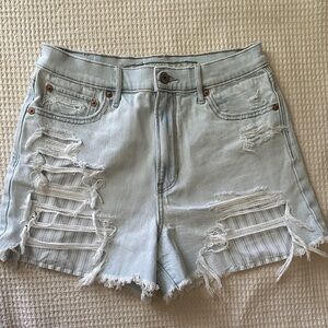 American Eagle Outfitters Light Blue Distressed Denim Shorts